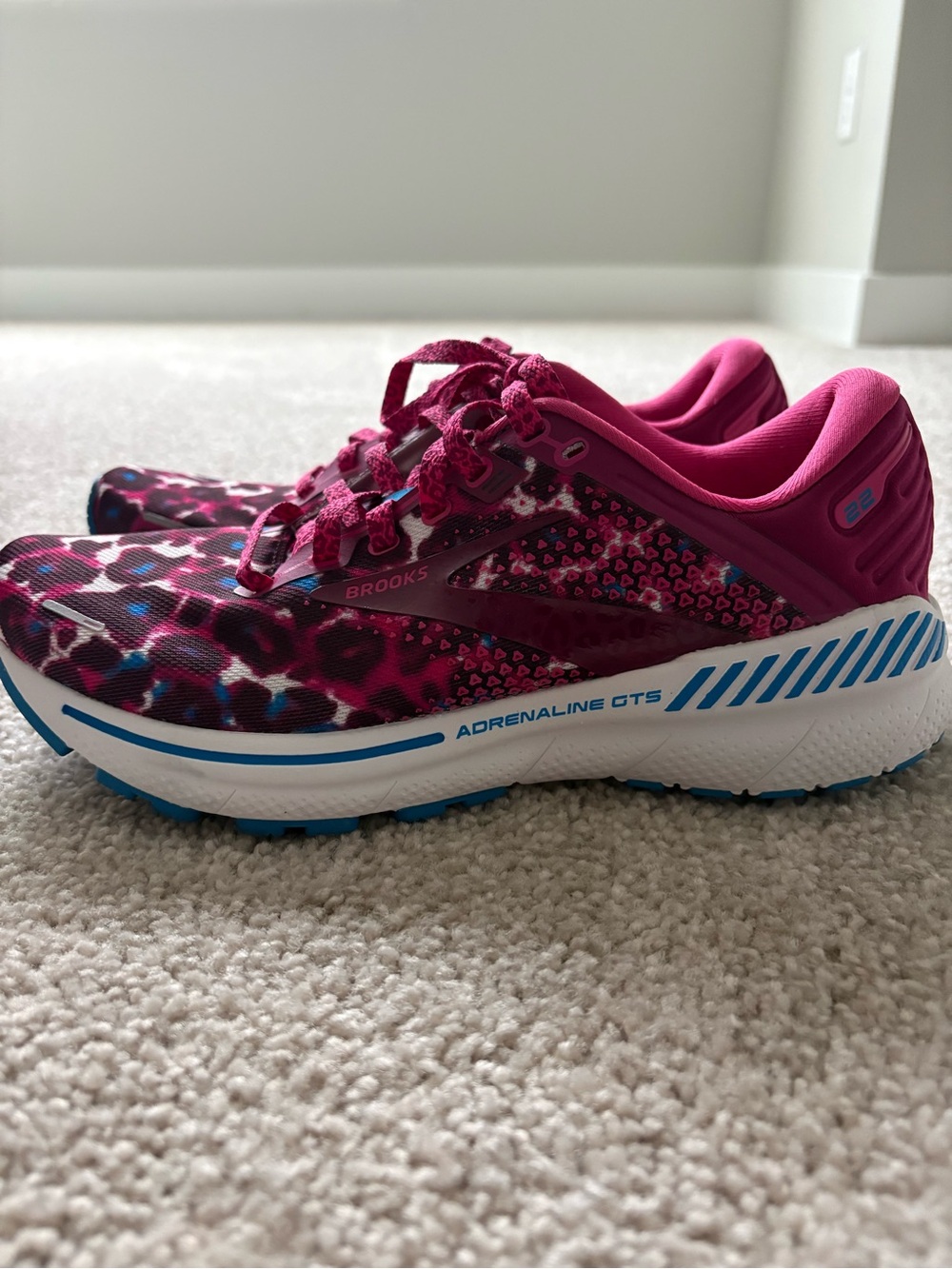 Brooks Women's Adrenaline GTS Running Shoes - Pink with Blue Accents